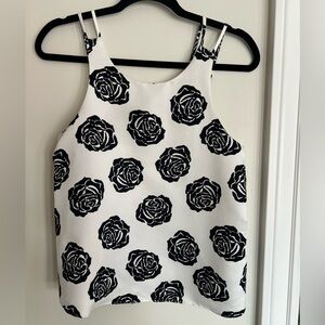 cooper & ella Ivory Top with Black Neutral Floral Trim